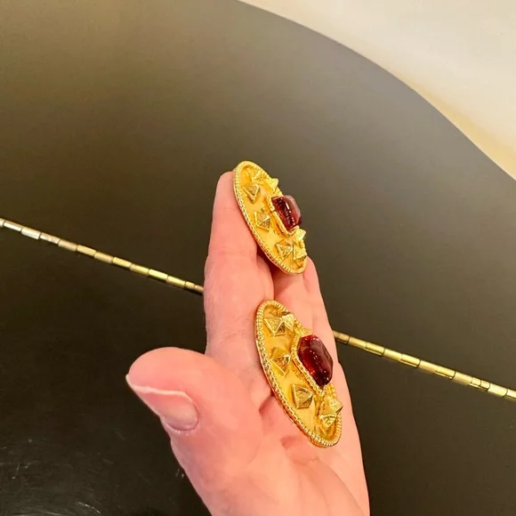 DOMINIQUE AURIENTIS PARIS 80’S VINTAGE RETRO RUNWAY RARE GLAM GRIPOIX EARRINGS - Picture 6 of 17